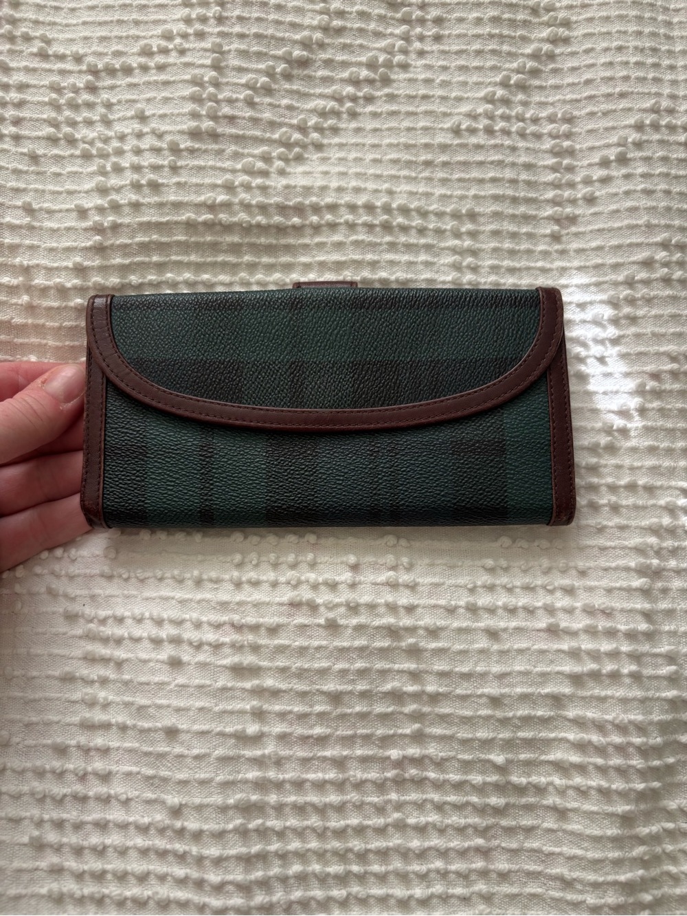 Vintage Polo Ralph Lauren Blackwatch Plaid Leather Long Wallet